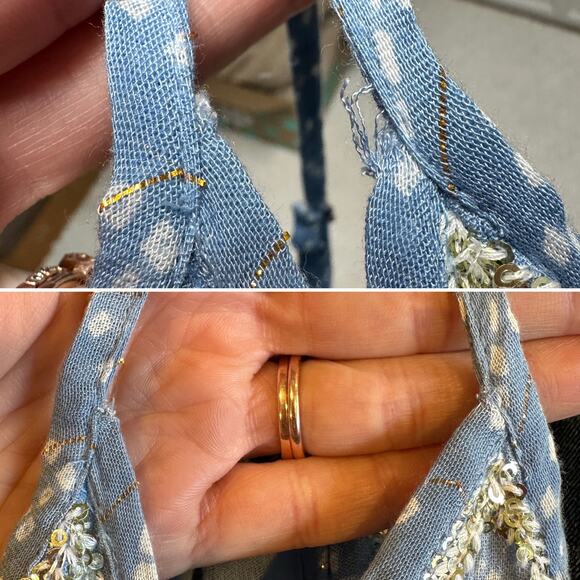 Ananta Beaded Embroidered Tiered Maxi Adjustable Spaghetti Strap Dress Sz: 1x/2x - Picture 8 of 10